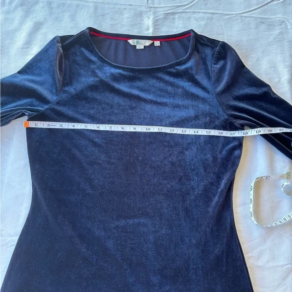 Boden Navy Blue Velvet Long Sleeve Top US 8 UK 12 Stretch - Picture 6 of 10